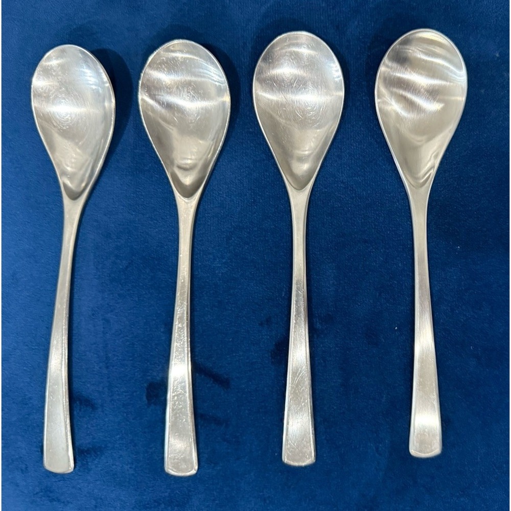 4 WMF Cromargan Domus Brasilia Stainless Flatware Soup Spoons 7 3/8"